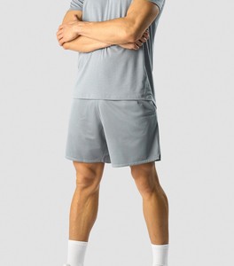 Grey Mesh <b>Shorts</b> for <b>Men</b> Regular Fit Gym Workout Style with Drawstring Elastic Waistband Side Pockets Polyester Fabric <b>Shorts</b> - Product Image 4