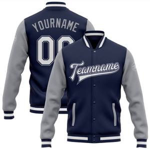 College Baseball veste d'hiver pour hommes coupe ample en gros laine Varsity Letterman col montant Style décontracté - Product Image 1