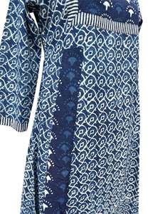 ชุดเดรสคุर्ติผ้าฝ้ายพิมพ์ลายครามสำหรับผู้หญิง ดีไซน์ทันสมัย ลายพื้นเมืองแบบดั้งเดิม เนื้อผ้านุ่ม ใส่ได้ทุกวัน - Product Image 4