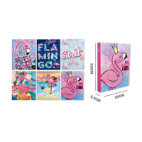 Carpeta mixta de 4 anillos con diseño de flamenco Carpeta de cuero de tamaño A5 con componentes de metal de madera de papel de PU para el trabajo o la escuela
