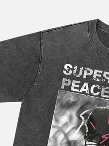 Vente en gros de haute qualité T-shirt décontracté à manches courtes pour hommes, coupe large et délavée à l'acide - Product Image 3