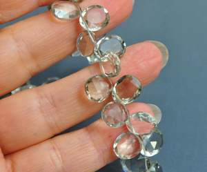 Collier en améthyste verte naturelle facettée en forme de goutte, pierre précieuse à coupe checker, quartz prasolite, pierres précieuses en vrac, pierres précieuses Begdi, 5 mm+ 1000 - Product Image 1