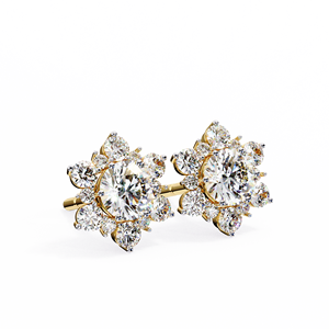 ต่างหูเม็ดเดี่ยวรูปดอกไม้เพชรโตในแล็บ0.72ก้อนทอง14K เครื่องประดับทรงกลมตัดหรูหราและน้ำหนักเบา - Product Image 3