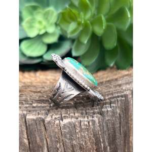 Bague pour homme Wydell Billie en turquoise naturelle de Royston et argent sterling, sertie clos, bijoux faits à la main pour un usage quotidien, taille 7.5 - Product Image 3