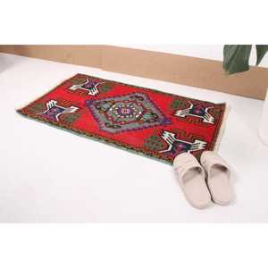 1.8x3.2 ft Rug, Turkish Vintage Rug, <b>Red</b> <b>Wool</b> Rug - Product Image 1