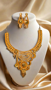 100% calidad de exportación collar pendientes conjunto con 22K chapado en oro estilo único mujeres usan collar pendientes conjunto joyería - Product Image 3