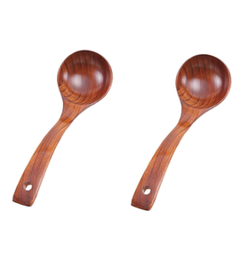 Look traditionnel vaisselle en bois naturel cuillère à soupe louche tourneur longue soupe de riz écumoire cuillères de cuisine look designer - Product Image 2