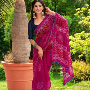 Hermoso Sari de seda de algodón de diseñador con borde elegante, ropa de fiesta de boda, estilo pakistaní para adultos, número de modelo elegante - Product Image 1