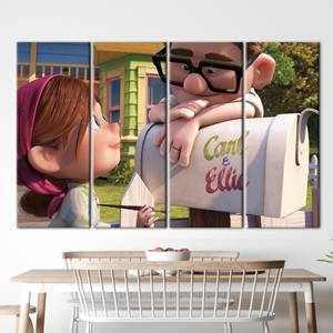 Obra de arte moderna: Lienzo impreso de Carl y Ellie bajo globos, 4 piezas: Enmarcado tipo galería - Product Image 1