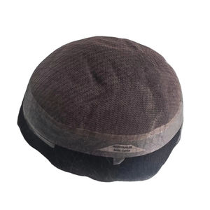 Tupé de cabello humano Real 100% para hombres, peluca de encaje francés con cabello negro gris, piel fina, sistemas de reemplazo de estilo de onda Natural - Product Image 1