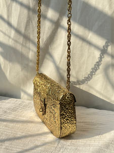 Bolso de Mano de Noche de Metal Dorado Antiguo, Hecho a Mano en India, con Correa de Cadena, de Lujo, para Bodas y Fiestas, Bolso de Mano de Herencia para Mujer - Product Image 4
