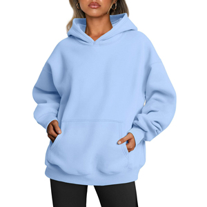 Sudaderas con capucha para mujer, jersey de manga larga de algodón 100%, sudaderas en blanco de Color sólido, sudaderas con capucha informales transpirables con hombros caídos para mujer - Product Image 1
