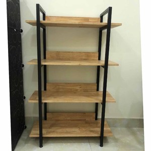 Estantería VASEN KS68082 de 4 Niveles, Madera de Caucho con Estructura de Hierro, Tipo Vertical, Decorativa para Sala de Estar - Product Image 4