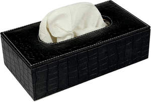 Porte-mouchoirs en bois MDF et cuir pour table - Product Image 2