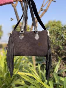 Sac fourre-tout en cuir de vachette occidental, cuir sculpté à la main, franges en cuir, sac à main élégant, sacs en cuir pour femmes, multi-usages - Product Image 3