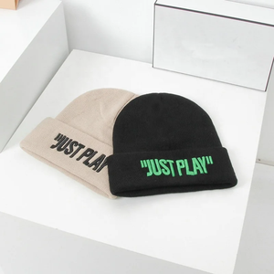 Gorros de punto con puños de invierno Unisex 2025, gorros bordados de Color fluorescente personalizados, gorros cálidos hechos a mano, imagen de dibujos animados para viajes - Product Image 3