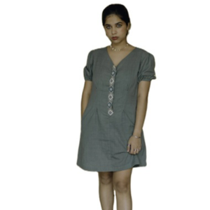 New Arrival Embroidered Cotton Short Designer Short Sleeves Trendy Gypsy Short <b>Women</b> <b>Dress</b> - Product Image 1