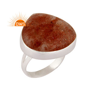 Best Selling Sterling Silver Natural Sun Stone Gemstone <b>Split</b> Band <b>Ring</b> Custom Jewelry For Women Gift For Her - Product Image 1