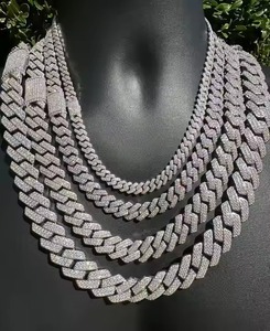 Cadena de eslabones cubanos de Miami de 10mm para hombres y mujeres, Collar de plata de ley 925 de estilo Vintage, estilo cubano helado de oro sólido de 10K - Product Image 1