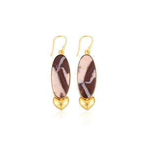 Pendientes de Mujer Estilo Bohemio, Chapados en Oro, con Piedra de Jaspe Malinga, Regalo Elegante para Bodas y Compromisos - Product Image 1