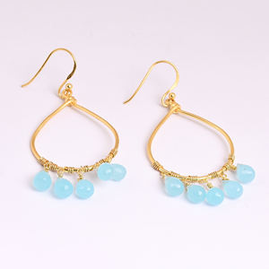 Pendientes colgantes de plata de ley 925 Aqua Natural, joyería de plata de ley 925, compromiso de aniversario para todas las ocasiones - Product Image 1