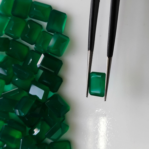 Pierre précieuse naturelle en onyx vert, coupe octogonale 9x7 mm, meilleure qualité, pierre brute pour la fabrication de bijoux - Product Image 3