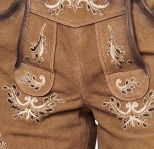 Leather LEDERHOSEN Quick Dry Breathable Casual <b>Suspended</b> Shorts with Embroidered Mid Waist - Product Image 5