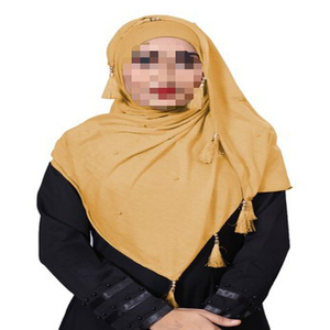 Hijab prêt de haute qualité voile de Niqab musulman une couche de tissu Meryl couverture du visage écharpe islamique Turban Hijab avec bande de cravate COM - Product Image 6
