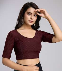 Trendmalls เสื้อสตรีคอโบว์แบบลำลองผ้าทอ dobby ผ้าฝ้ายอีลาสตินยืดได้ (B01-Wine) - Product Image 2