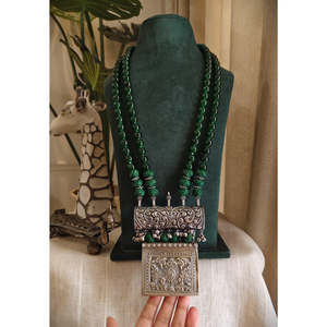 Collar Largo con Colgante de Cobre Oxidado con Cuentas, Estilo Bohemio, Joyería Religiosa Cristiana, Regalo con Ágata y Turquesa - Product Image 2