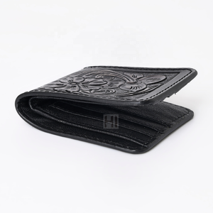 Men's Vintage Western Floral Tooled Cowhide Leather <b>RFID</b> Short <b>Wallet</b> Tassel Bifold <b>Wallet</b> OEM - Product Image 3