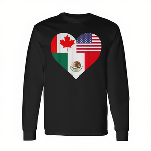 T-Shirt Unisex a Maniche Lunghe con Bandiera di Messico, Canada e USA, Stampa Digitale Promozionale - Product Image 2
