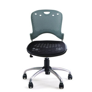Silla de trabajo de oficina giratoria de diseño moderno con marco de plástico con asiento de malla y altura ajustable para uso en reuniones de conferencias - Product Image 1