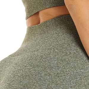 Nouvel ensemble de leggings et soutien-gorge de yoga pour femmes, taille plus, couleur unie, logo frontal, séchage rapide, respirant, haute qualité, vente en gros - Product Image 5