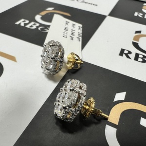 Boucles d'oreilles chrétiennes unisexes personnalisées tendance hip-hop en or blanc 14 carats, moissanite, diamants naturels, plaqué rhodium, certifiées IGI, cadeau - Product Image 5