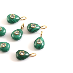 Colgante de piedras preciosas con forma de pera de malaquita Natural, colgantes finos de Plata de Ley 925, colgante de incrustaciones al por mayor para mujeres a granel - Product Image 3