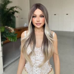 Olive-DWY for Ombre <b>Brown</b> and Blonde Synthetic <b>Wig</b> with Free Part Lace Front Curly Synthetic <b>Wig</b> - Product Image 5
