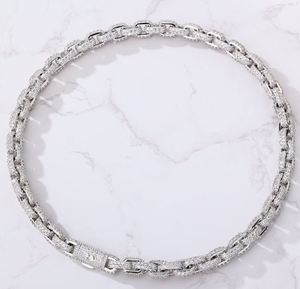 Cadena de Eslabones Rolo con Dijes de Moissanita VVS Corte Princesa, Dijes de Hip Hop, Plata 925 - Product Image 4