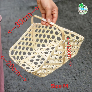 CESTA DE REGALO DE BAMBÚ DE Paja Grande Hecha A Mano, Reutilizable y Perfecta para Cestas de Lujo o Presentación de Comida Gourmet - Product Image 3