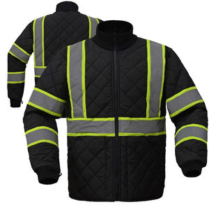 Veste de travail de sécurité haute visibilité unisexe, respirante, imperméable, en coton, fermeture éclair intégrale, capuche dissimulée, col montant, certifiée EN, détection des aiguilles - Product Image 3