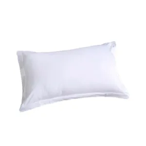 Toptan yumuşak yüksek kalite 300 TC pamuklu kumaş özel logo beyaz yastık kılıfı