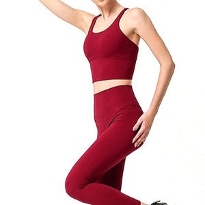 Leggings Rojos de Cintura Alta para Mujer, Color Sólido, Tejido Elástico, Transpirable, Ropa Deportiva - Product Image 1