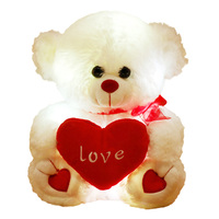 Ours en peluche lumineux personnalisé, jouet en peluche lumineux avec rembourrage en coton PP, cadeau en peluche pour la Saint-Valentin