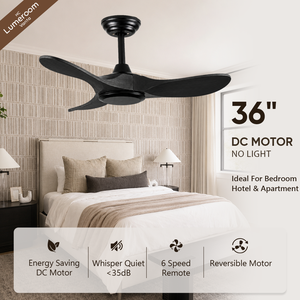 36 Inch Black Solid Wood <b>Ceiling</b> Fan Without <b>Light</b>, Bedroom <b>Ceiling</b> Fan with <b>Remote</b> <b>Control</b>, Reversible DC Motor - Product Image 1