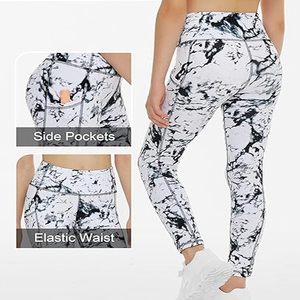 High Waist Stretch Athletic Dance Yoga Pants Pockets Quick Dry Breathable Bamboo Fiber Plus Size Women's <b>Leggings</b> from Pakistan - Product Image 6