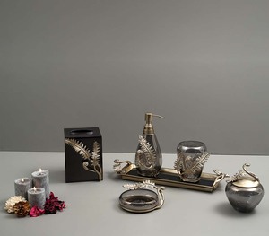 Bathroom Accessories Home Hotel Bathroom Set Aluminium & Glass Gold Finished Stylish Design Bath 4 Pieces <b>Liquid</b> <b>Soap</b> Dispensers - Product Image 2