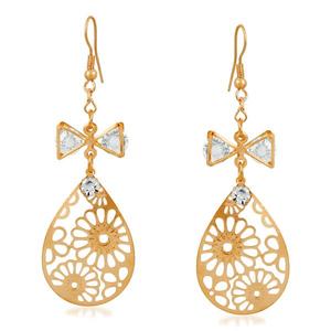 Pendientes de gota chapados en oro Urthn con diamante y circón 1310608 platino oro rosa para bodas fiestas y regalos - Product Image 1