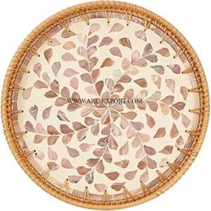 โต๊ะทรงกลมถาดเสิร์ฟอาหารเครื่องใช้ในครัวสำหรับงานแต่งงานถาดเสิร์ฟอาหารพร้อมที่จับทำจากอลูมิเนียมลายดอกไม้ - Product Image 3