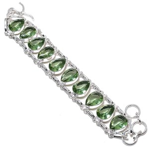 Beautiful Designer 925 Sterling <b>Silver</b> <b>Bracelet</b> with Green Amethyst Handmade Fine <b>Charm</b> Jewellery for Her Celebrate Thanksgiving - Product Image 1