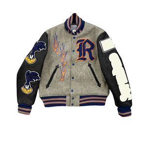 2025 Winter High Quality <b>Slim</b> <b>Fit</b> Stand Collar Letterman <b>Jacket</b> for Men Wholesale Custom Latest Designs Plain Blank Leather - Product Image 1